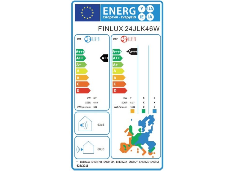 Κλιματιστικό Inverter, 24000 Btu A +++ /A++, 24JLK46W, Finlux Κλιματιστικό Inverter, 24000 Btu A +++ /A++, 24JLK46W, Finlux