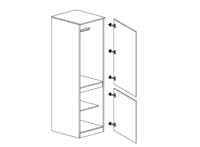 Ντουλάπα μονόφυλλη, 45/52/200 εκ., Modul 934, Genomax