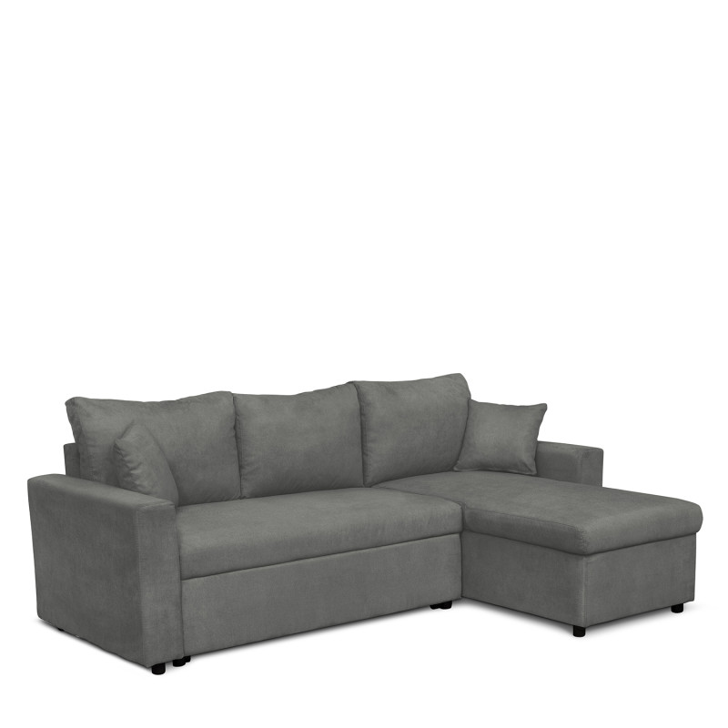 Γωνιακός καναπές κρεβάτι, San Diego, με αποθηκευτικό χώρο, Γκρι, 235x160, Silk
