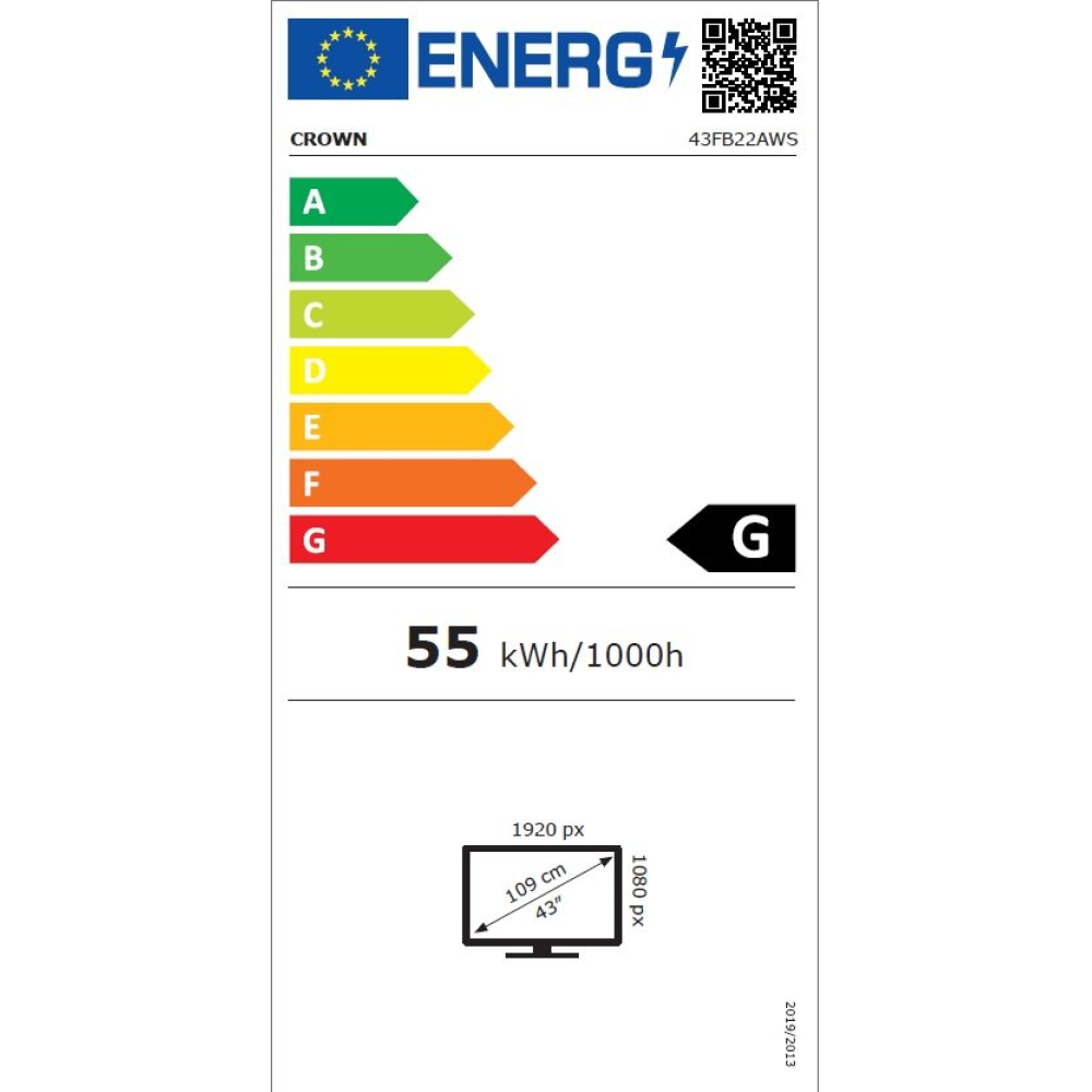 Τηλεόραση 43", FULL HD, Smart TV, 43FB22AWS, Crown 