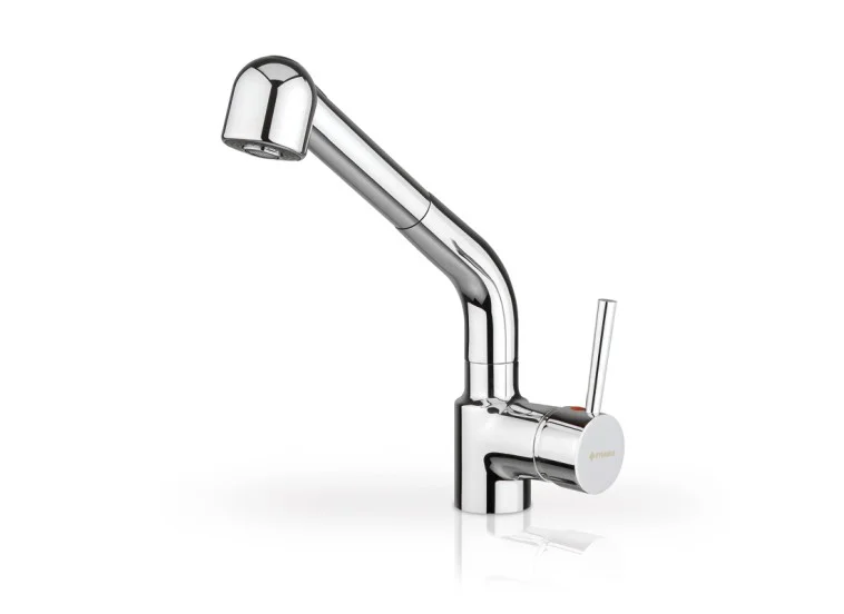 Μπαταρία Κουζίνας Πάγκου με Ντουζ και Σπιράλ, Classic Balata Chrome, Pyramis 