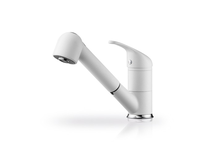 Μπαταρία Κουζίνας Πάγκου με Ντουζ και Σπιράλ, Essential Festivo Snow, Pyramis 