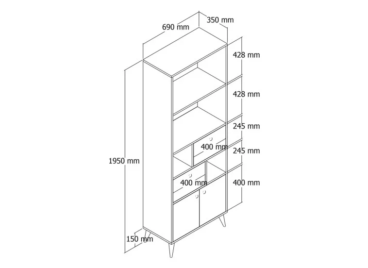 Βιβλιοθήκη 1956 Ninova , 69 x 35 x 195 εκ., All4home