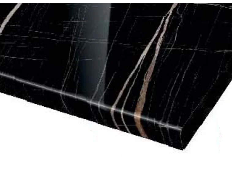 Πάγκος Θερμοανθεκτικός 60 εκ. βάθος, 3,8 εκ. πάχος, 4,2 μ. πλάτος, Marble Glantz Μαύρο, Genomax
