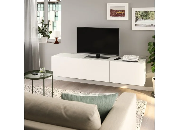 Έπιπλο Τηλεόρασης με πόρτες, 1220 DORE λευκό Μ180xΠ42xΥ38εκ., All4home
