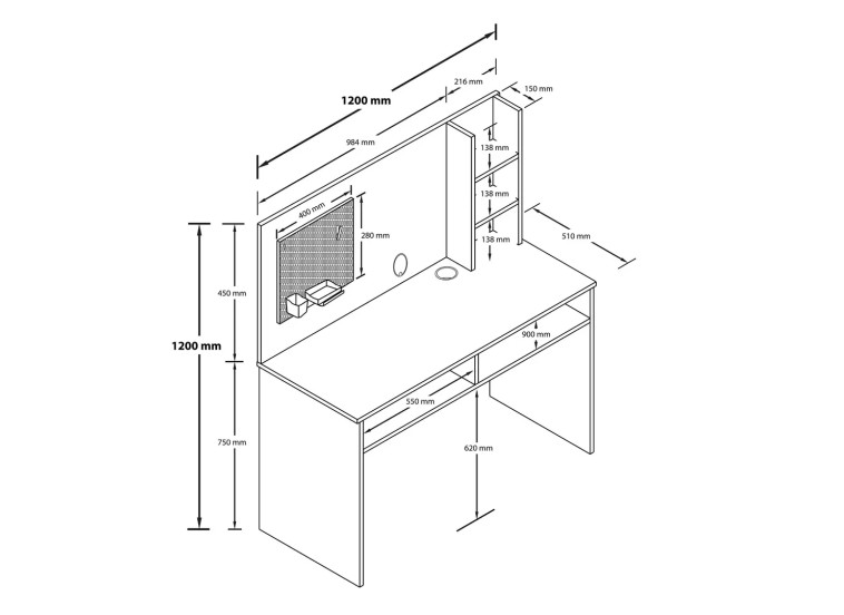 Γραφείο, Victus 1940 με οργανωτή ,120x51x120 εκ., All4home