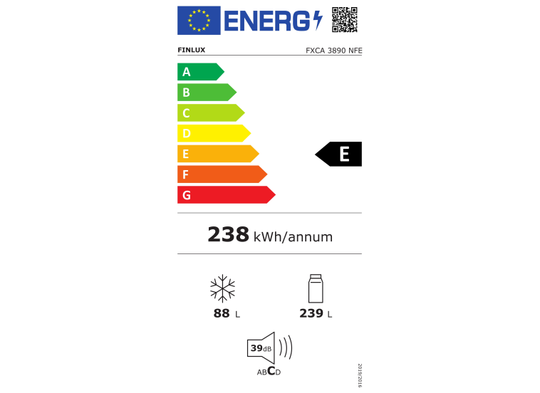 Ψυγειοκαταψύκτης, NoFrost 327lt, E, 201/59,5/60 εκ., FXCA 3890NFE, Finlux Ψυγειοκαταψύκτης, NoFrost 327lt, E, 201/59,5/60 εκ., FXCA 3890NFE, Finlux