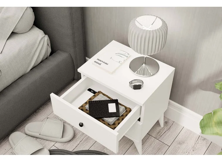 Κομοδίνο, 3720 MONA, λευκό, 45x35x51,1εκ., All4home