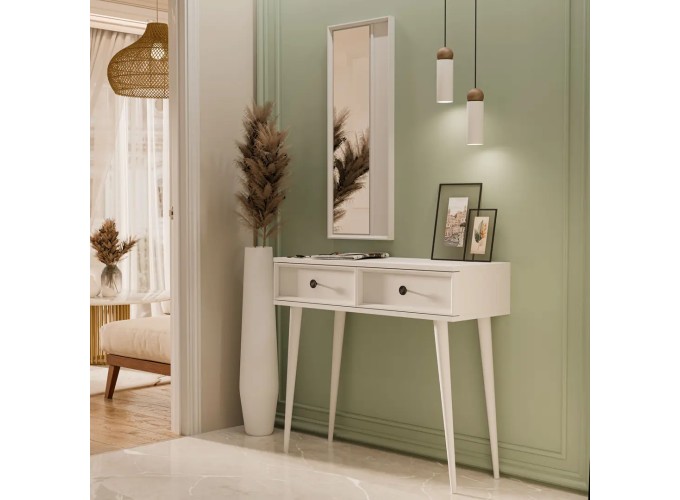 Τουαλέτα με καθρέφτη, Luna 6020 , ΄Λευκό, 90x35x82εκ., All4home