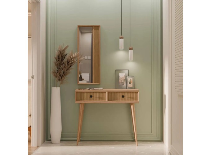 Τουαλέτα με καθρέφτη, Luna 6024 , Φυσικό Ξύλο, 90x35x82εκ., All4home