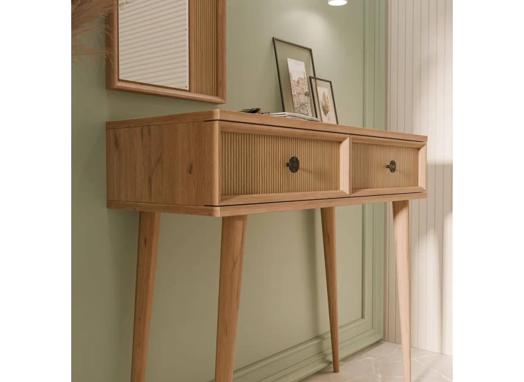 Τουαλέτα με καθρέφτη, Luna 6024 , Φυσικό Ξύλο, 90x35x82εκ., All4home