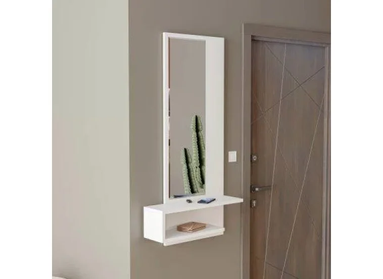 Τουαλέτα με καθρέφτη κρεμαστρή, 6000 LINE, αριστερό, λευκό,  45χ15χ120εκ., All4home