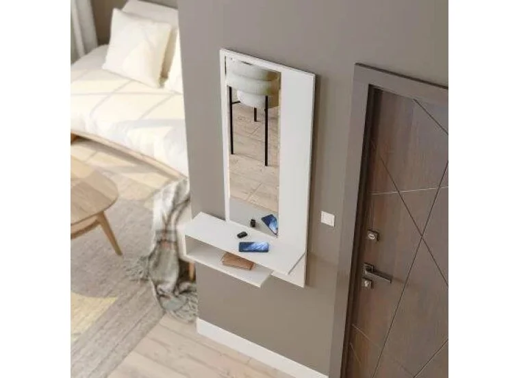 Τουαλέτα με καθρέφτη κρεμαστρή, 6000 LINE, αριστερό, λευκό,  45χ15χ120εκ., All4home