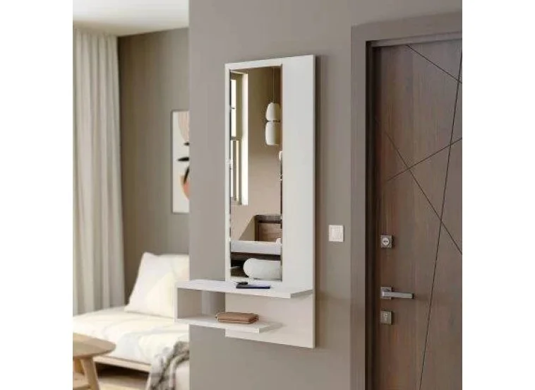 Τουαλέτα με καθρέφτη κρεμαστρή, 6000 LINE, αριστερό, λευκό,  45χ15χ120εκ., All4home