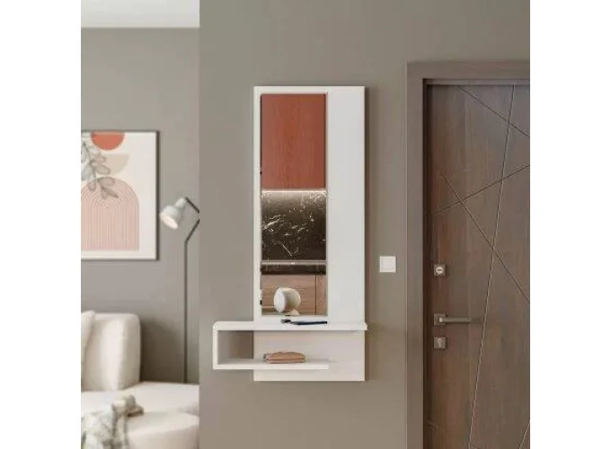 Τουαλέτα με καθρέφτη κρεμαστρή, 6000 LINE, αριστερό, λευκό,  45χ15χ120εκ., All4home