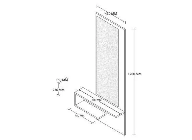 Τουαλέτα με καθρέφτη κρεμαστρή, 6002 LINE, αριστερό,  45χ15χ120εκ., All4home