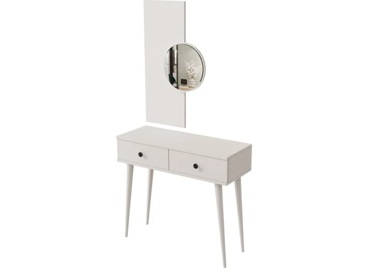 Τουαλέτα με καθρέφτη και ξύλινα πόδια, 6030 ODESA, λευκό,  90χ35χ82εκ., All4home