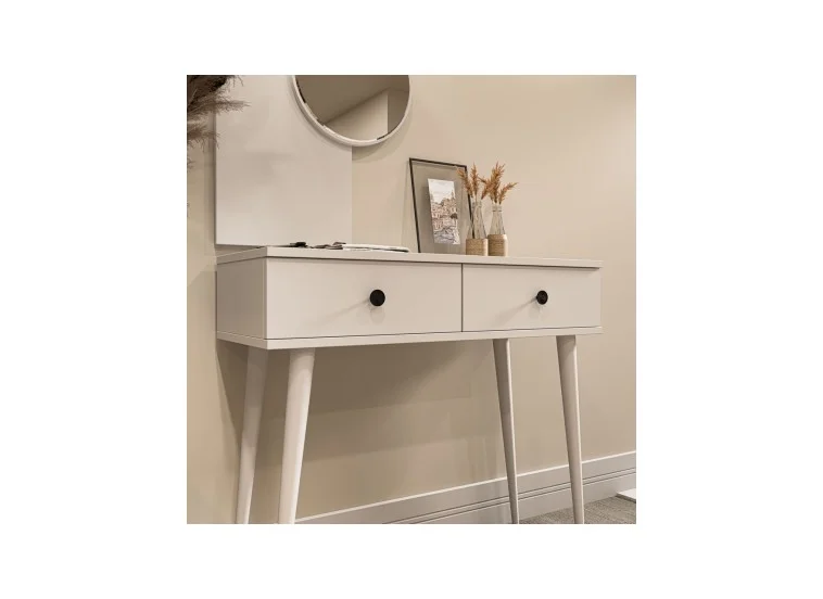 Τουαλέτα με καθρέφτη και ξύλινα πόδια, 6030 ODESA, λευκό,  90χ35χ82εκ., All4home