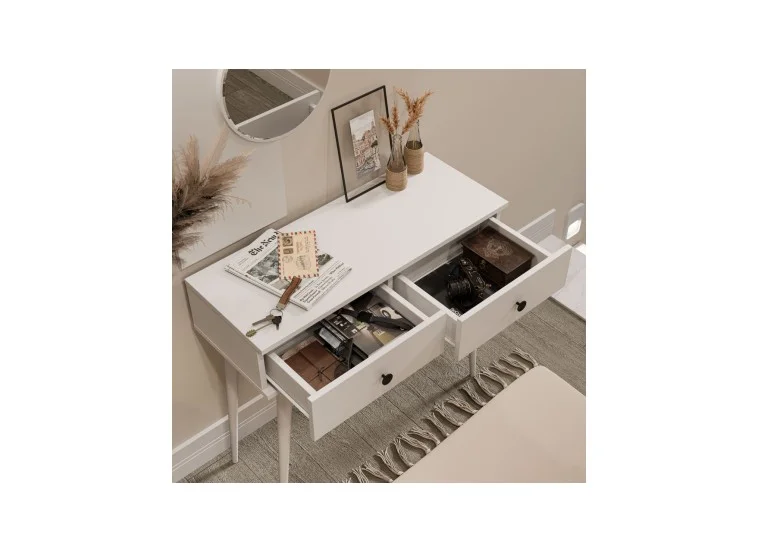 Τουαλέτα με καθρέφτη και ξύλινα πόδια, 6030 ODESA, λευκό,  90χ35χ82εκ., All4home