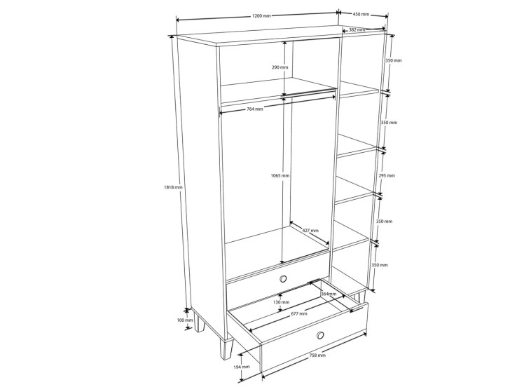 Ντουλάπα ,Lisa 3522, 120x45x191,80 εκ. ,All4home