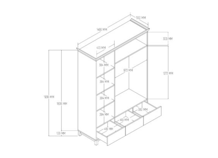 Ντουλάπα ,Natura 3540, 149,90x55x193,60 εκ. ,All4home