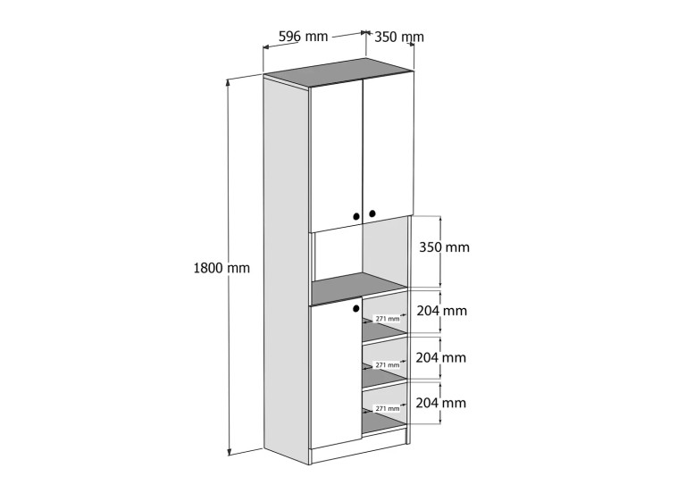 Ντουλάπα ,Order 3002,Λευκό, 59,6x35x180 εκ. ,All4home
