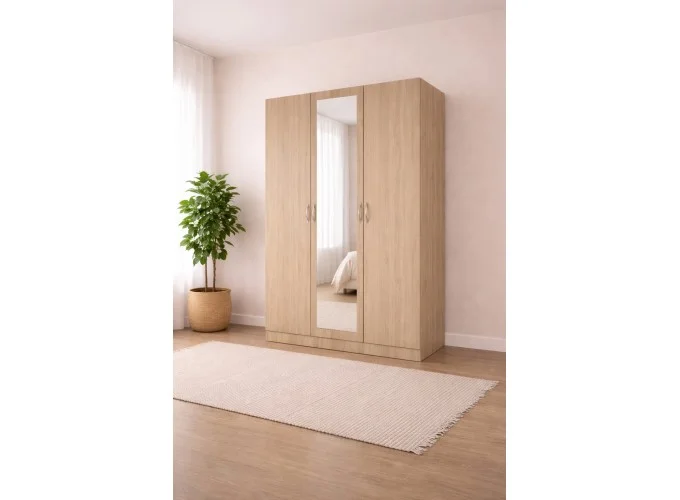 Ντουλάπα Τρίφυλλη με καθρέφτη, 1211003 Σόνομα, 52x191x120, Genomax