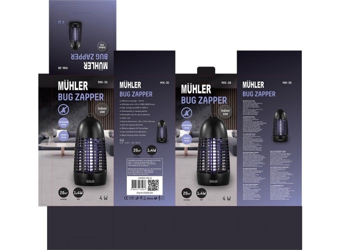 Ηλεκτρική Εντομοπαγίδα , 4W , MIK-30 , Muhler  Ηλεκτρική Εντομοπαγίδα , 4W , MIK-30 , Muhler