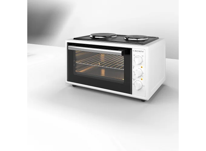 Ηλεκτρικό Φουρνάκι 45t με 2 εστίες, CMO-466WF , Λευκό , Crown