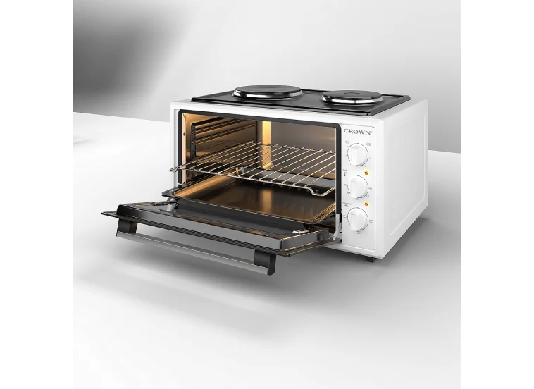Ηλεκτρικό Φουρνάκι 45t με 2 εστίες, CMO-466WF , Λευκό , Crown