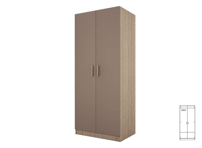 Ντουλάπα Δίφυλλη 1211001 Μόκα, 52x191x80, Genomax