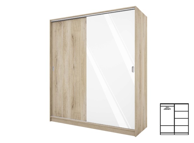 Ντουλάπα συρόμενη, 1211009 Σόνομα Λευκό, 59x191x180, Genomax