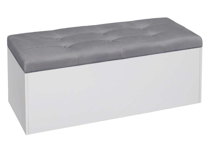 Σκαμπό αποθηκευτικό, Giga Λευκό/Γκρί , 120/40/45 εκ., Genomax