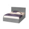 Κρεβάτι διπλό ξύλινο επενδυμένο με ύφασμα, Aria Textil, Γκρι, 140/200, 206/90/146 εκ., Genomax