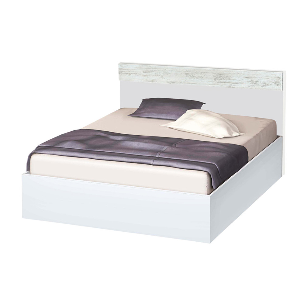 Κρεβάτι ξύλινο διπλό High Λευκό/Crystal, 140/200, 204/90/144 εκ., Genomax