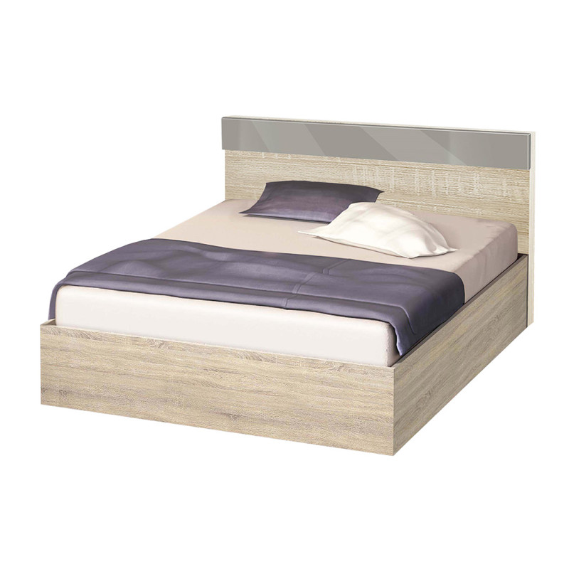 Κρεβάτι ξύλινο μονό High Σόνομα/Γκρι γυαλιστερό, 90/200, 204/90/94 εκ., Genomax