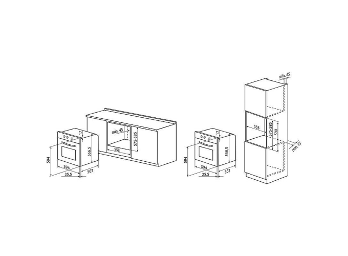 Εντοιχιζόμενος φούρνος, 71 λίτ., Inox, 59,5/59,5/56,3 εκ., EMF615M IX, Electra
