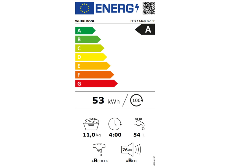 Πλυντήριο Ρούχων 11kg με Ατμό 1400 Στροφών, FFD 11469 BV EE, Whirlpool Πλυντήριο Ρούχων 11kg με Ατμό 1400 Στροφών, FFD 11469 BV EE, Whirlpool