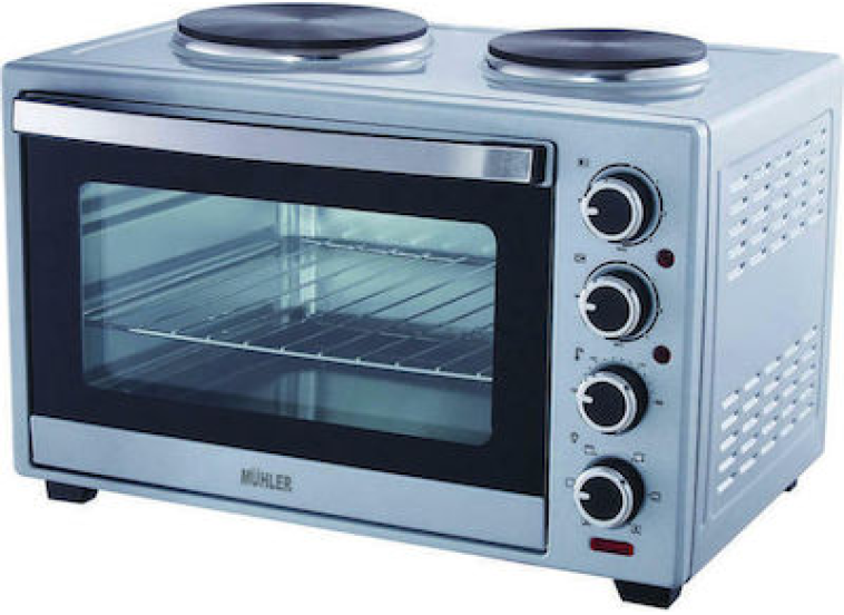 Ηλεκτρικό Φουρνάκι 60lt με 2 Εστίες Ασημί, MN-6019S, Muhler Ηλεκτρικό Φουρνάκι 60lt με 2 Εστίες Ασημί, MN-6019S, Muhler