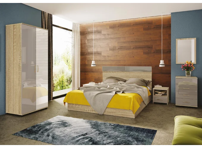 Σετ Κρεβατοκάμαρας 6 τεμαχίων, 160/200 εκ., Scarlett 2, Σόνομα/γκρι, Genomax