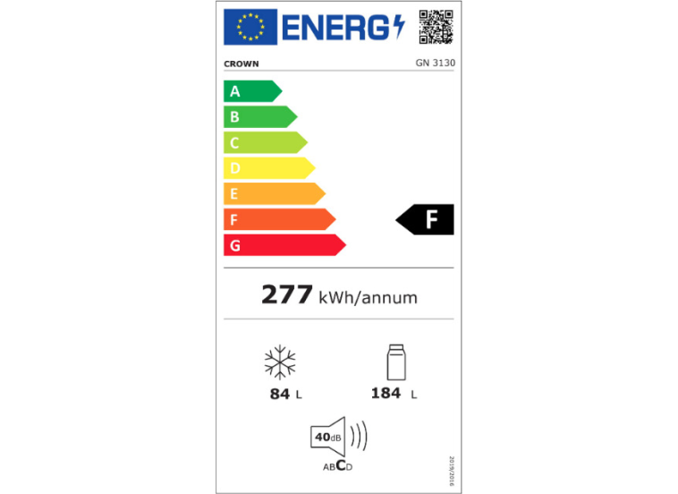 Ψυγειοκαταψύκτης 268lt F+,GN 3130E, Crown Ψυγειοκαταψύκτης 268lt F+,GN 3130E, Crown