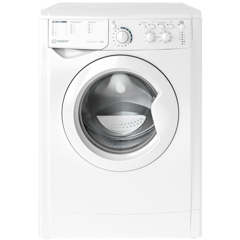 Πλυντήριο ρούχων, 1400 rpm, 8,00 kg, D , Λευκό, EWC 81483 W EU, Indesit