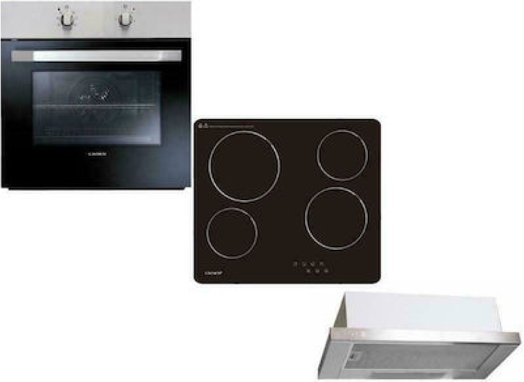 Σετ Φούρνος Εστία, Απορροφητήρας FCM 600A IX + PVT604.C + HB 6001 IX, Crown Σετ Φούρνος Εστία, Απορροφητήρας FCM 600A IX + PVT604.C + HB 6001 IX, Crown