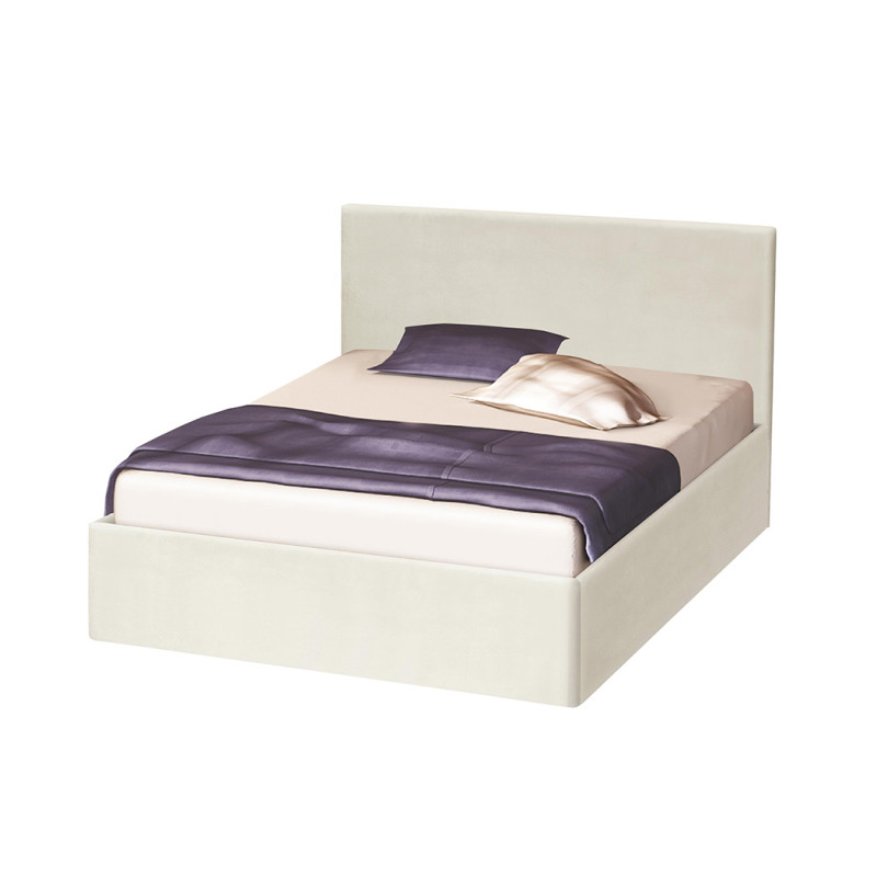 Κρεβάτι ημίδιπλο ξύλινο επενδυμένο με ύφασμα, Aria Textil, Ivory, 120/190, 196/90/126 εκ., Genomax