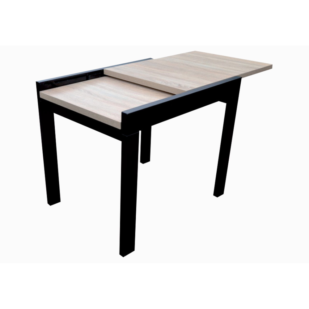 Τραπέζι κουζίνας ξύλινο Sezam  Sonoma ανοιχτό/ Μαύρο, 89-178/69/76 εκ., Genomax