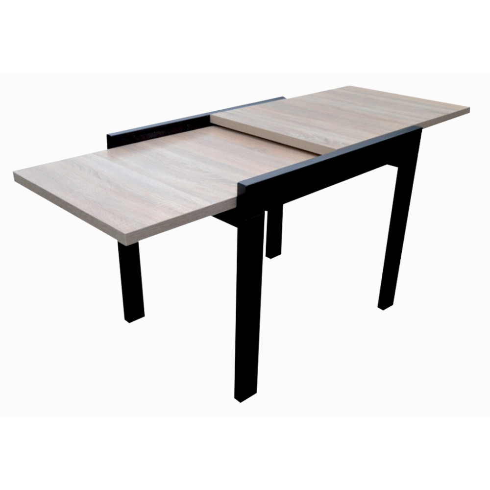 Τραπέζι κουζίνας ξύλινο Sezam  Sonoma ανοιχτό/ Μαύρο, 89-178/69/76 εκ., Genomax