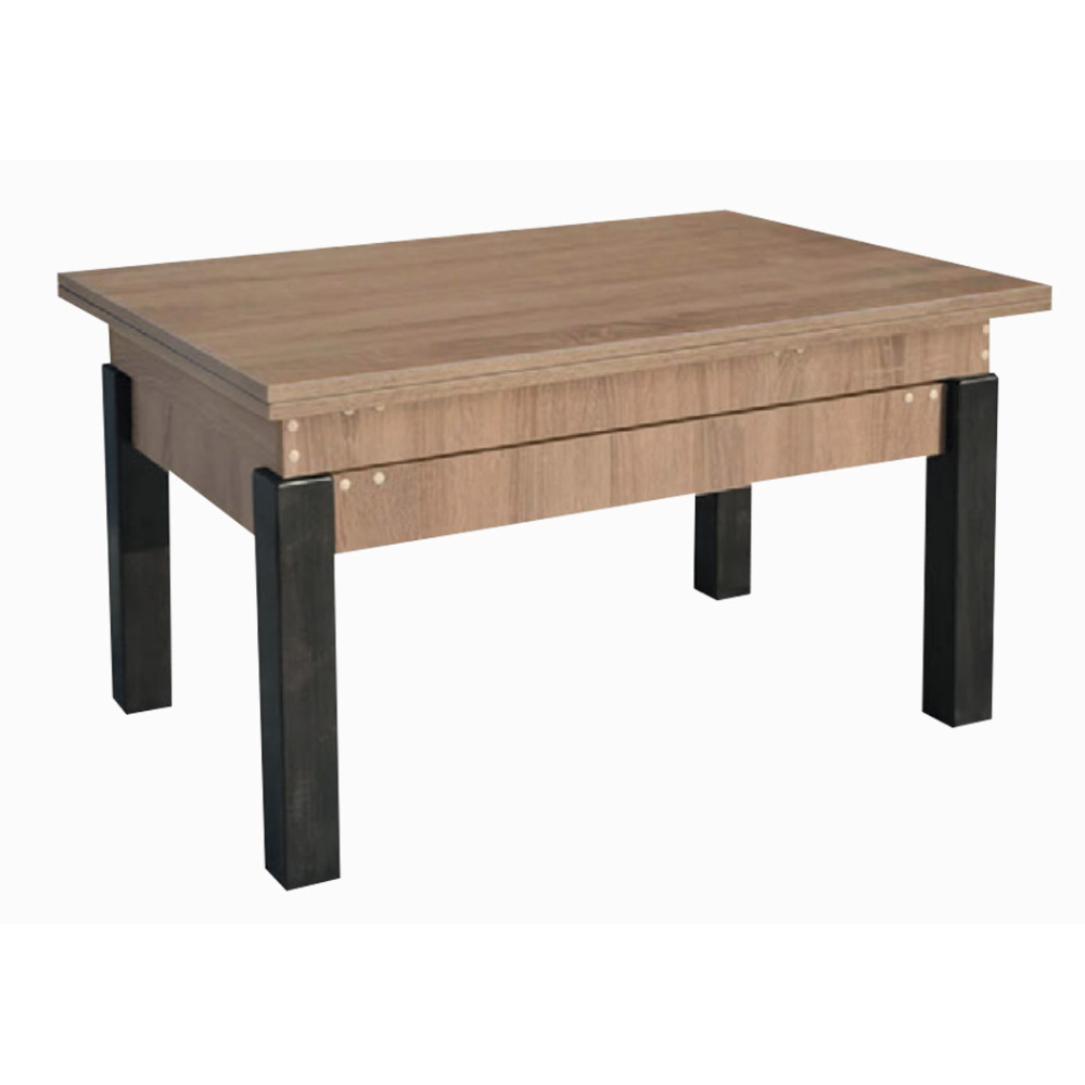 Τραπέζι κουζίνας ξύλινο Sezam Sonoma σκούρο/μαύρο, 60-120/90/52 εκ., Genomax | All4home