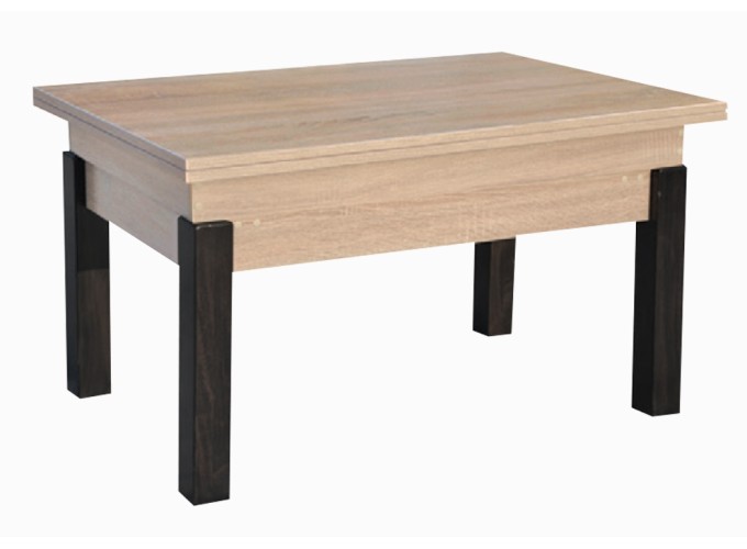 Τραπέζι κουζίνας ξύλινο Sezam  Sonoma ανοιχτό/ Μαύρο, 60-120/90/52 εκ., Genomax