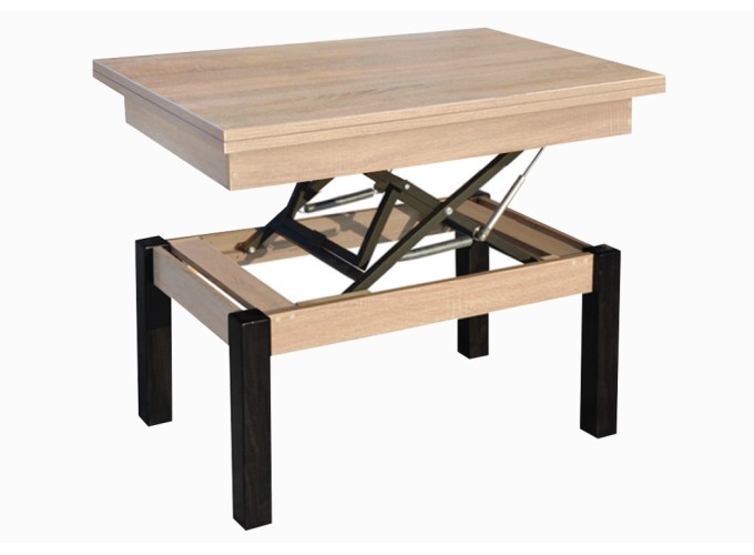 Τραπέζι κουζίνας ξύλινο Sezam  Sonoma ανοιχτό/ Μαύρο, 60-120/90/52 εκ., Genomax