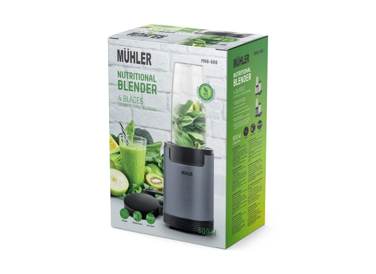 Μπλέντερ 0.8lt 600W Γκρι MNB-688, Muhler Μπλέντερ 0.8lt 600W Γκρι MNB-688, Muhler